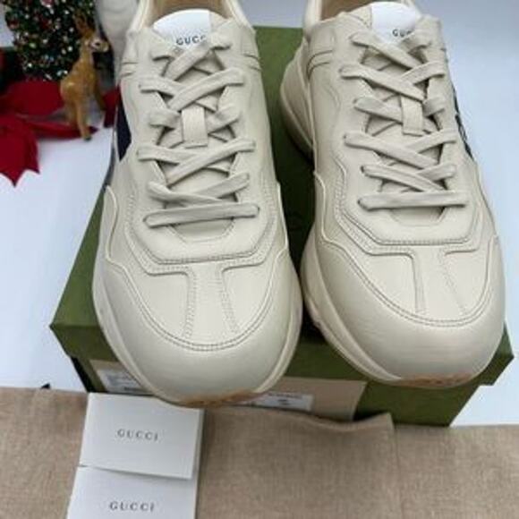 Men’s Gucci Rython 25 low top leather sneakers size 12.5 made in Italy - Picture 4 of 10